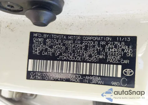 2014 Toyota Prius Two из США, поврежденный, VIN JTDKN3DU0E1752551